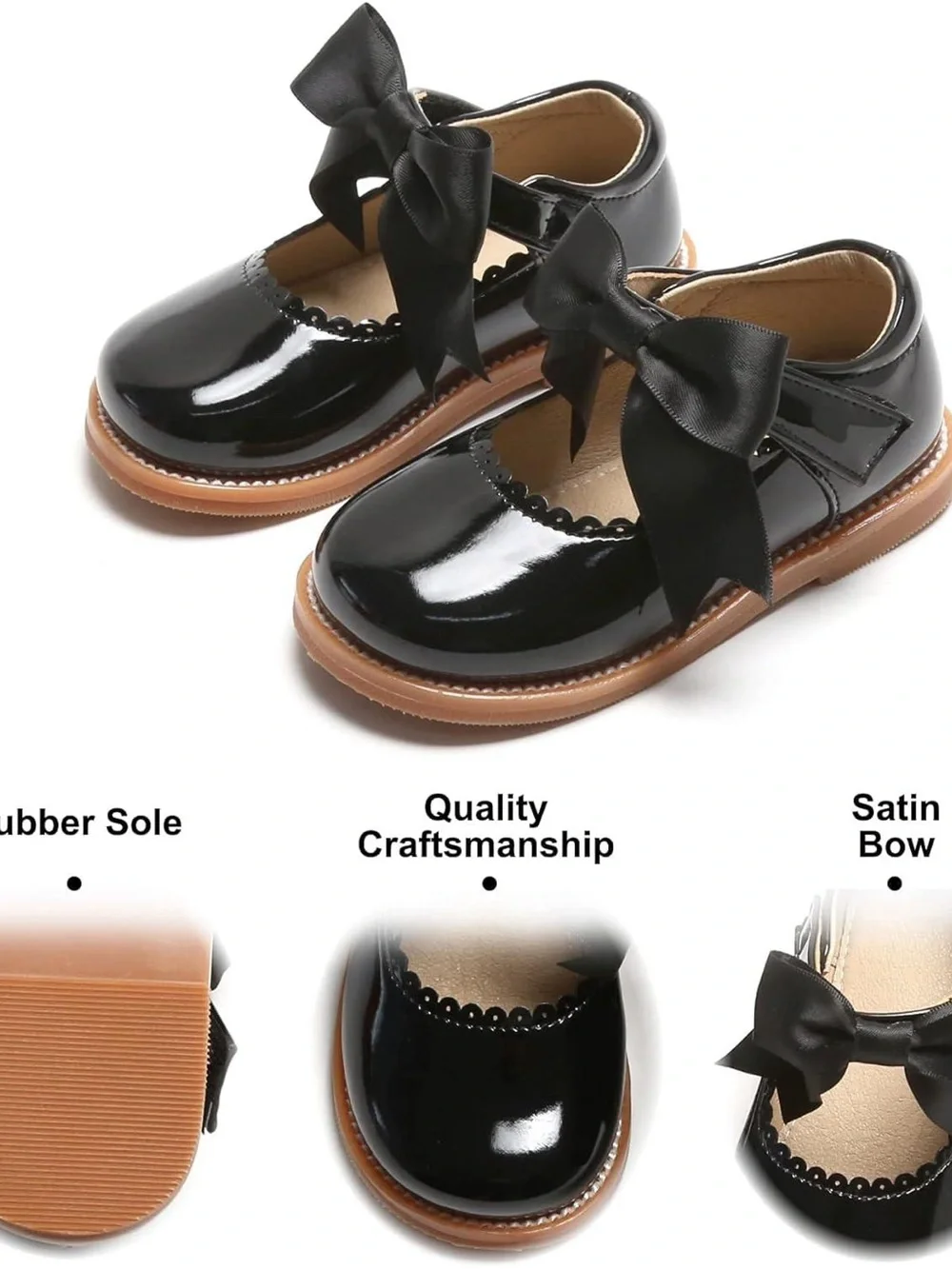 Felix & Flora patent leather Mary Jane shoes black bow size 5 toddler